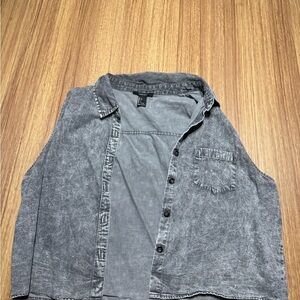 Forever 21 Gray Sleeveless Denim Vest